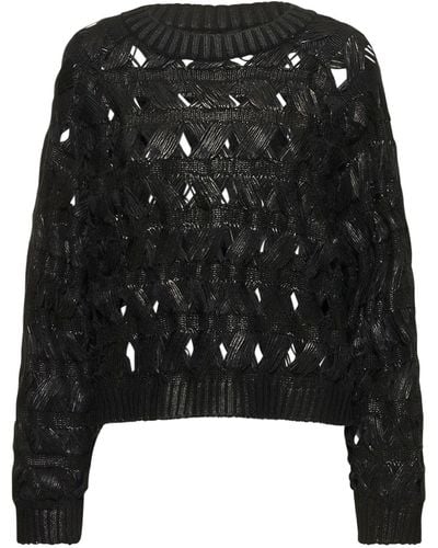 Alberta Ferretti Cordonetto Cotton Blend Sweater - Black