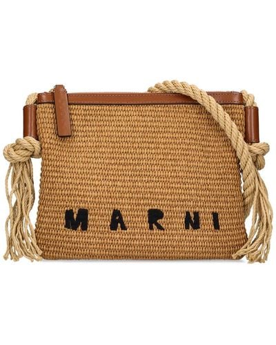 Marni Marcel Raffia Effect Zip Crossbody Bag - Natural