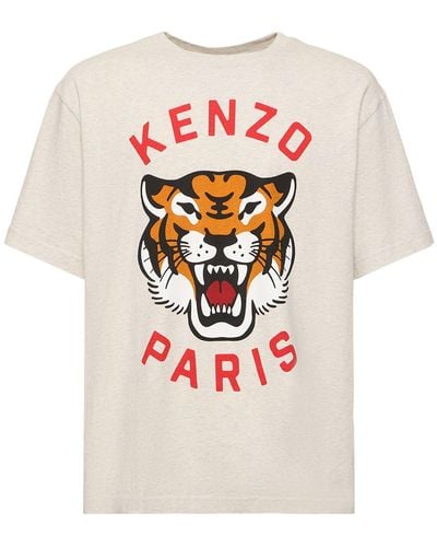 KENZO Tiger Print Cotton Jersey T-Shirt - Pink