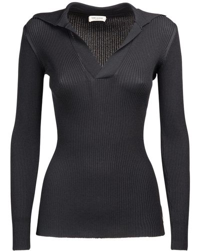 Saint Laurent Knitted Jumper - Black