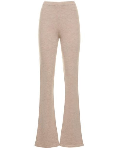 Magda Butrym Wool Blend Knit Straight Trousers - Natural