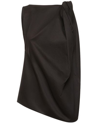Totême Shoulder-Twist Cotton Linen Top - Black