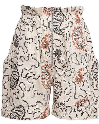 Isabel Marant Shorts "nawel" De Algodón Estampados - Multicolor