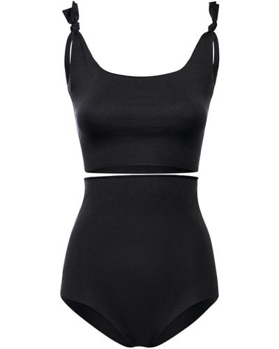 ISOLE & VULCANI Bikini de algodón jersey sin costuras - Negro