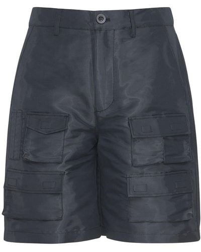 Givenchy Coated Tech & Cotton Cargo Shorts - Blue