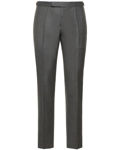 Thom Browne Low Rise Wool Twill Pants - Gray