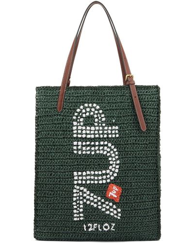 Anya Hindmarch Anya Brands 7 Up Raffia Tote Bag - Green
