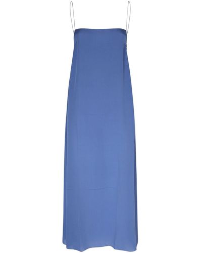 Khaite Sicily Silk Midi Dress - Blue