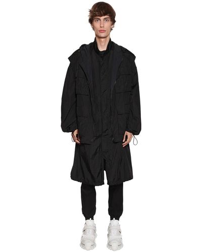 Juun.J Nylon Raincoat & Hooded Vest - Black