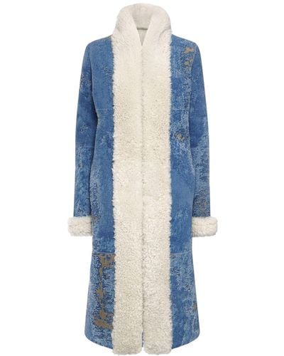 Dolce & Gabbana Abrigo de piel ovina y denim - Azul