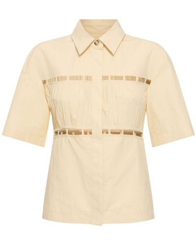 Nanushka Satu Pleated Poplin Shirt - Natural