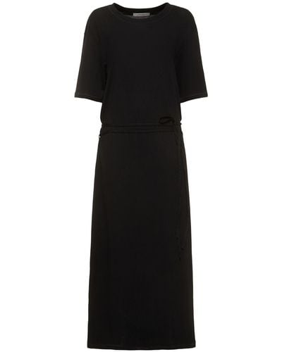 Lemaire Belted Cotton Maxi T-Shirt Dress - Black
