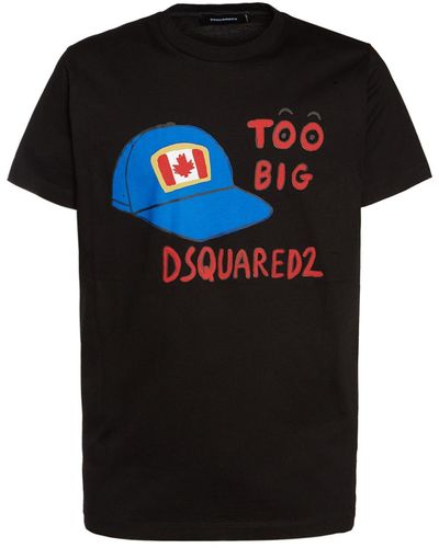DSquared² T-shirt Aus Baumwolljersey Mit Logo "d2" - Schwarz