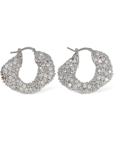 Jil Sander Waved Crystal Hoop Earrings - Metallic