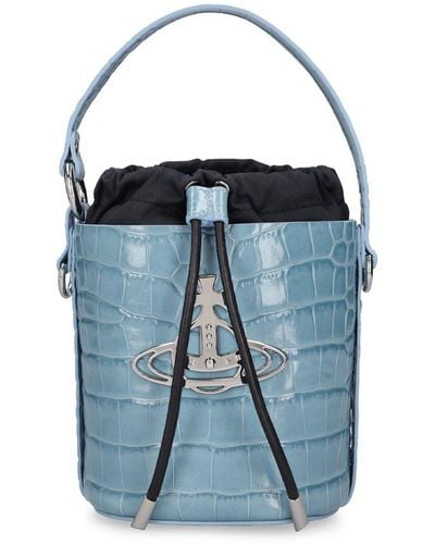 Vivienne Westwood Daisy Croc Embossed Leather Bucket Bag - Blue
