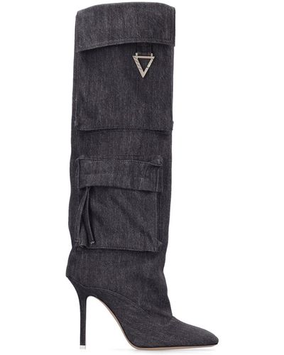 The Attico 105Mm Sienna Denim Tall Boots - Gray