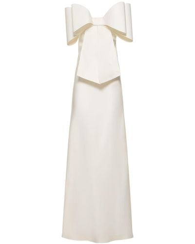 Mach & Mach Langes Kleid Aus Seidenorganza "le Cadeau" - Weiß