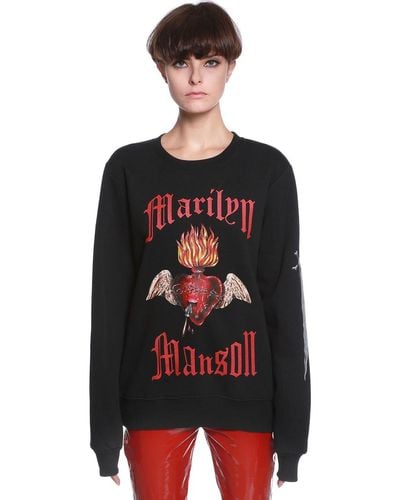 Dilara Findikoglu Marilyn Manson Heart Cotton Sweatshirt - Black