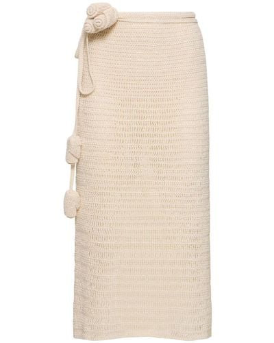 Magda Butrym Crocheted Cotton Blend Skirt - Natural
