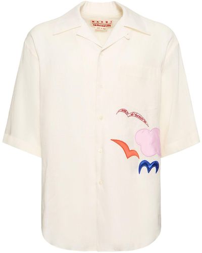 Marni Embroidered Linen Boxy Shirt - Natural