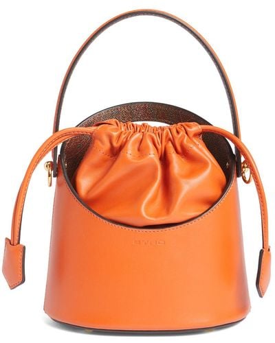 Etro Small Saturno Leather Top Handle Bag - Orange