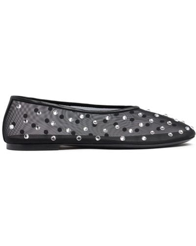 Khaite 5Mm Marcy Embellished Mesh Flat Shoes - Black