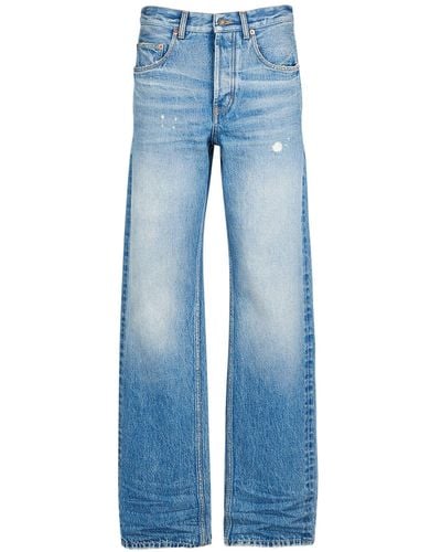 Saint Laurent baggy Cotton Denim Wide Jeans - Blue