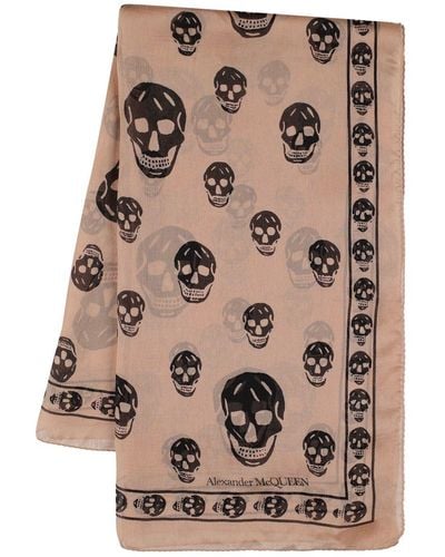 Alexander McQueen Totenkopf Druck Seiden Chiffon Schal - Mehrfarbig