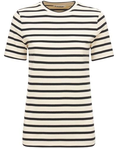 Jil Sander Logo Striped Cotton Jersey T-shirt - Black