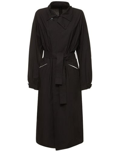 Yohji Yamamoto Cotton Midi Trench Coat - Black