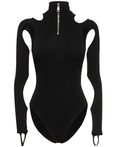 ANDREADAMO Sculpting Jersey Cutout Bodysuit - Black