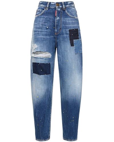 DSquared² Sassoon Patchwork High Waisted Jeans - Blue
