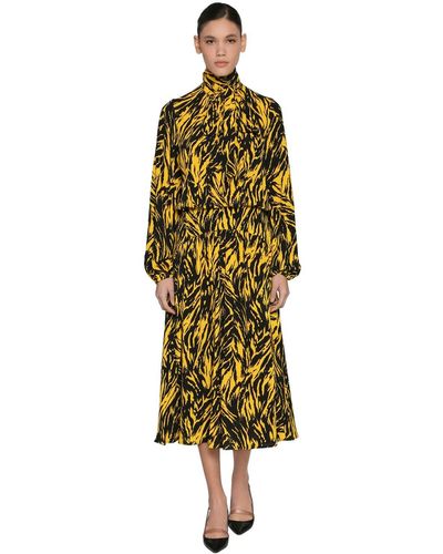 N°21 Yellow Zebra-print Midi Dress