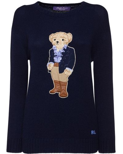 Ralph Lauren Collection Lofty Teddy Bear カシミアセーター - ブルー