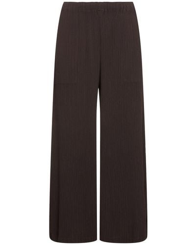 Issey Miyake Pleated Straight Trousers - Brown