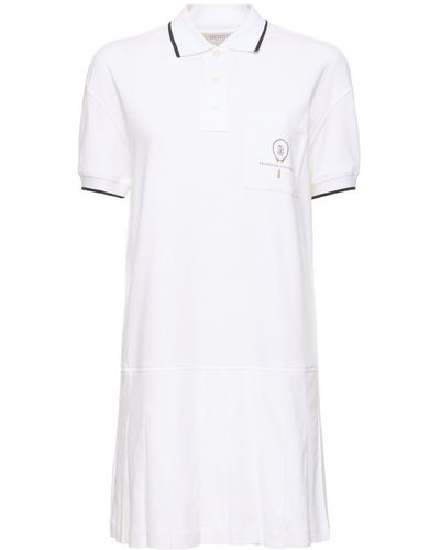 Brunello Cucinelli Cotton Jersey Polo Mini Dress - White