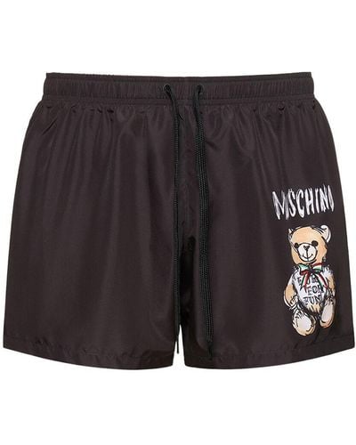 Moschino Teddy Print Nylon Swim Shorts - Black