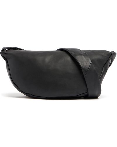 St. Agni Small Crescent Leather Shoulder Bag - Black