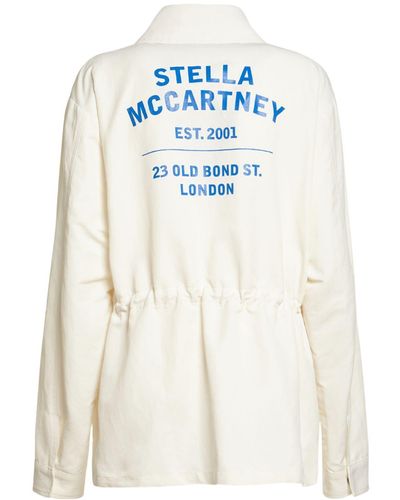 Stella McCartney Chaqueta Camisa De Sarga De Algodón Con Logo - Azul