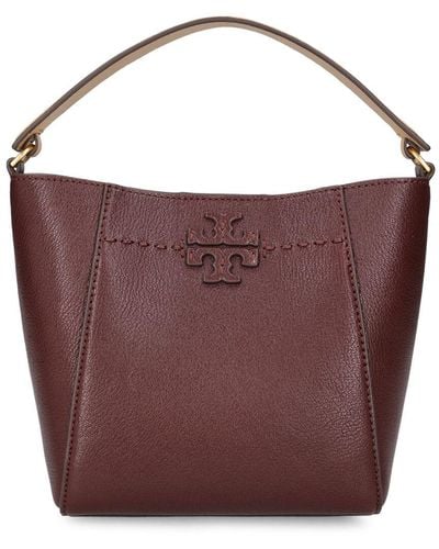 Tory Burch Small Mcgraw Textured Leather Bucket Bag - Purple