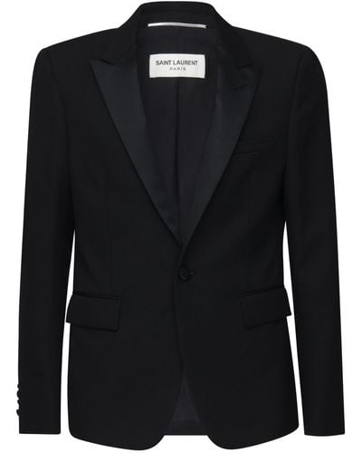 Saint Laurent Wool Gabardine Tuxedo Jacket - Black
