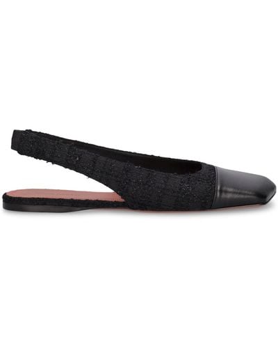 AMINA MUADDI Zapatos bajos destalonados de tweed10mm - Negro