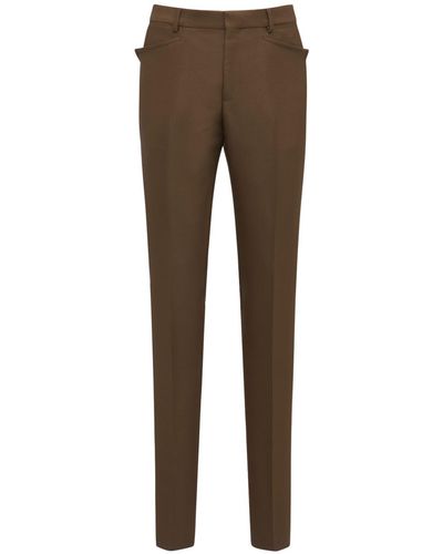 Tom Ford Pantalones de gabardina de lana 18cm - Marrón