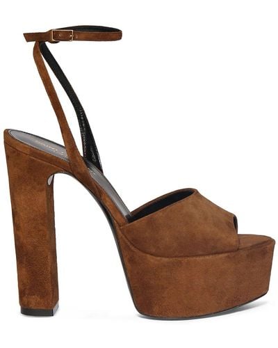 Saint Laurent 95mm Hohe Wildleder-sandaletten "jodie" - Braun