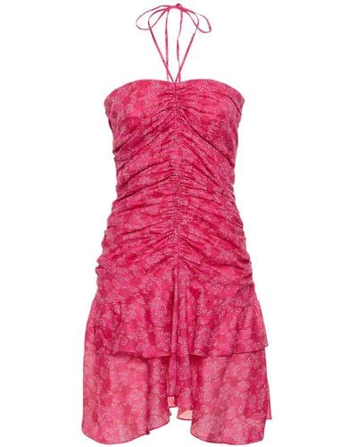 Isabel Marant Ilanka Floral Cotton Mini Halter Dress - Pink