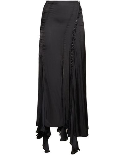 Y. Project Jersey & Lace Long Skirt W/ Hooks - Black