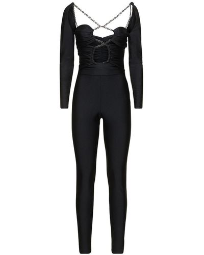Dundas Holly Shiny Jersey Chain Jumpsuit - Black