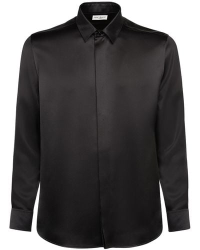 Saint Laurent クラシックシルクシャツ - ブラック