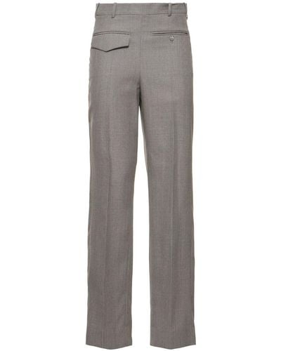 Victoria Beckham Reverse Front Wool Trousers - Grey