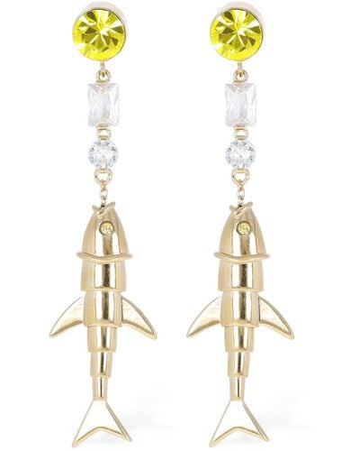 Marni Fish Crystal Drop Earrings - White
